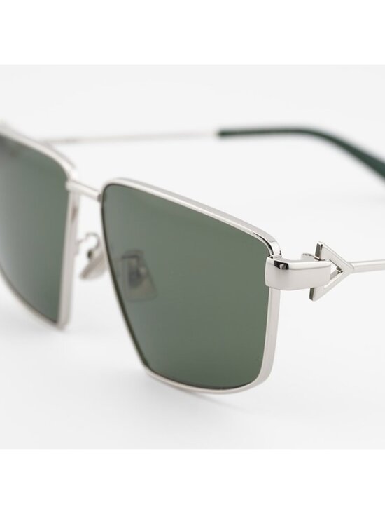 Bottega Veneta BV1223S 003 Sunglasses Silver Geometric Frame, Green Lenses main image 11
